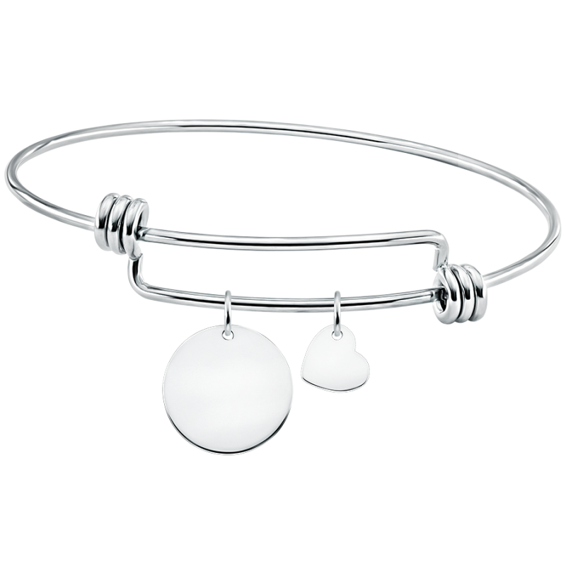 Gepersonaliseerde Cirkel en Hart  Bedelarmband - Silver - 60