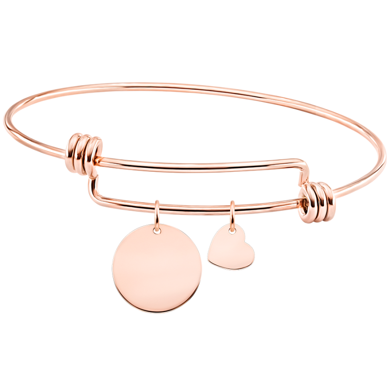 Gepersonaliseerde Cirkel en Hart  Bedelarmband - Rosegold - 61