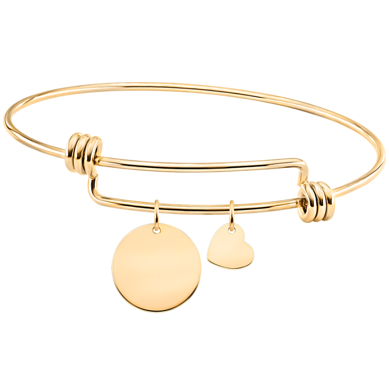 Gepersonaliseerde Cirkel en Hart  Bedelarmband - Gold - 62