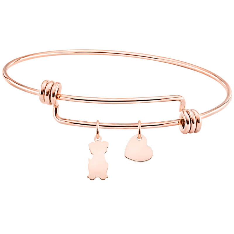 Gepersonaliseerde Hond Liefde Bedelarmband - Rosegold - 61