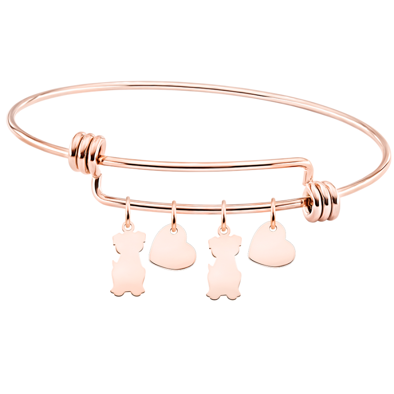 Gepersonaliseerde Meerdere Honden Liefde Bedelarmband - Rosegold - 61