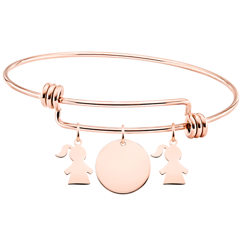 Gepersonaliseerde Meerdere Dochters Bedelarmband - Rosegold - 61