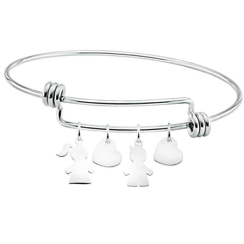 Gepersonaliseerde Zoon en Dochter Bedelarmband - Silver - 60