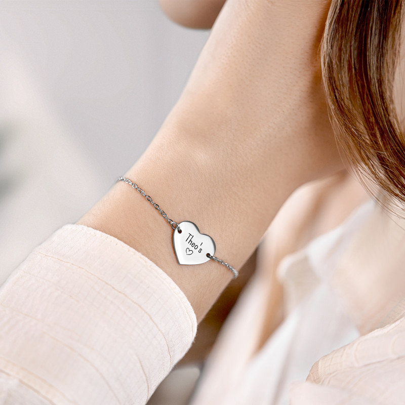 Gepersonaliseerde Hart Armband - Silver - 60