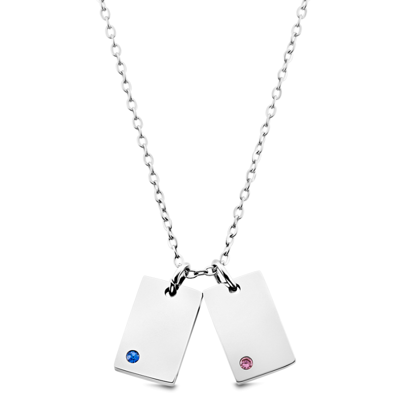 Gepersonaliseerde Naam Ketting met Kristallen - Silver - 60