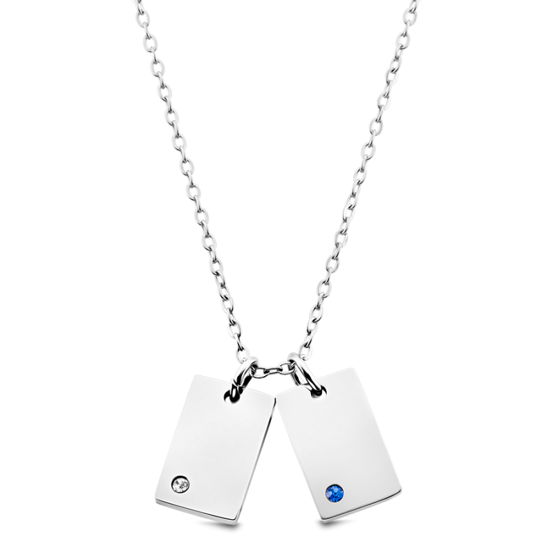 Gepersonaliseerde Naam Ketting met Kristallen - Silver - 60