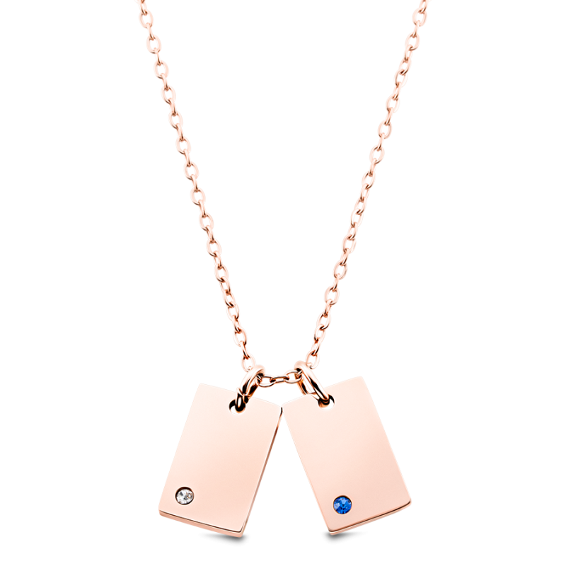 Gepersonaliseerde Naam Ketting met Kristallen - Rosegold - 61