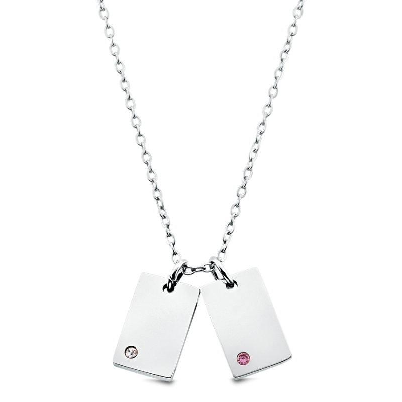 Gepersonaliseerde Naam Ketting met Kristallen - Silver - 60