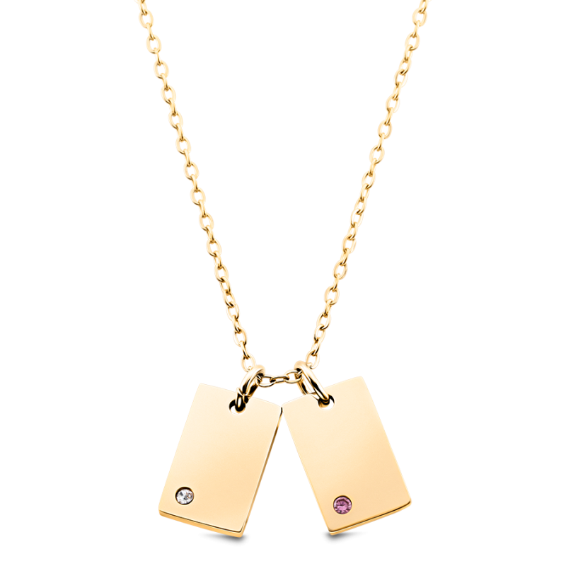 Gepersonaliseerde Naam Ketting met Kristallen - Gold - 62