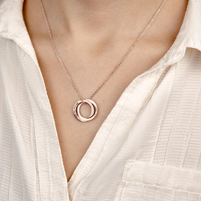 Gepersonaliseerde Eeuwigheid Ketting met 2 Ringen - Rosegold - 61