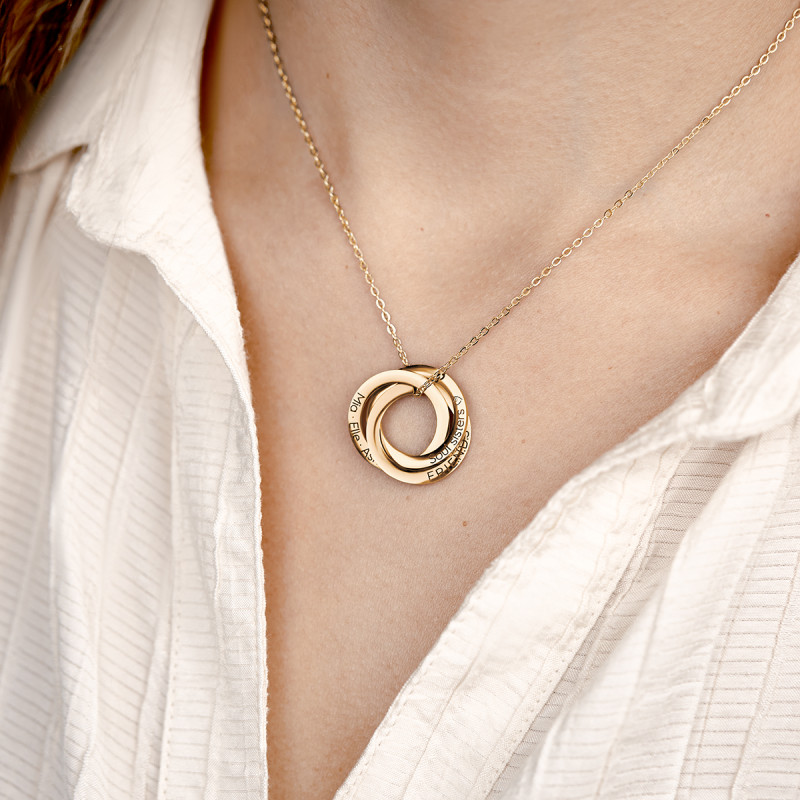 Gepersonaliseerde Eeuwigheid Ketting met 3 Ringen - Gold - 62