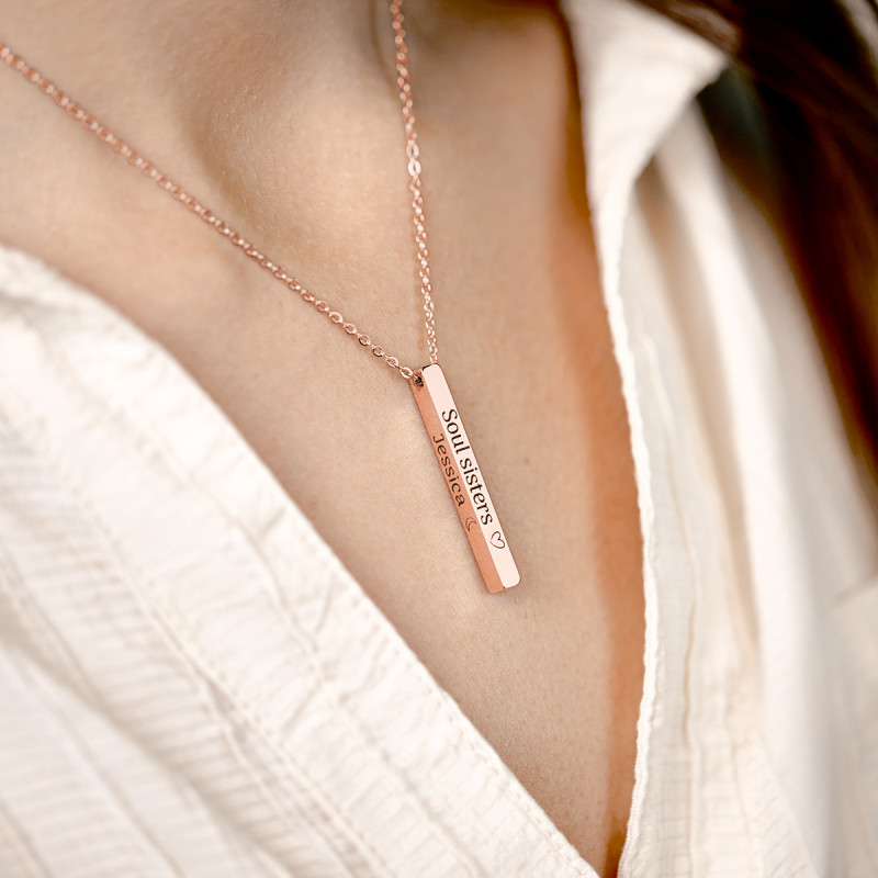 Gepersonaliseerde 4-Kanten Ketting - Rosegold - 61