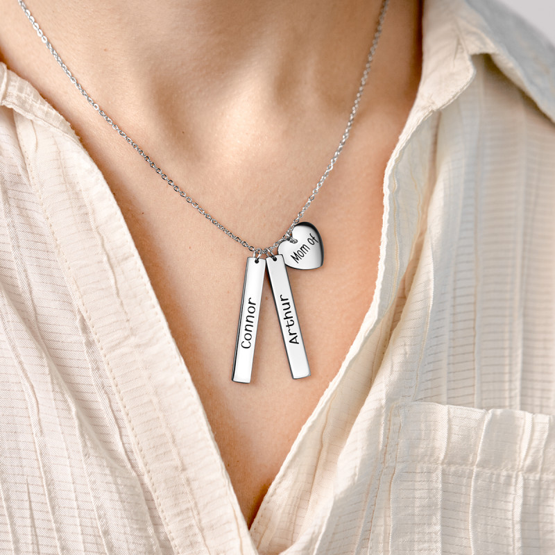 Gepersonaliseerde 2-Balk & Hart Ketting