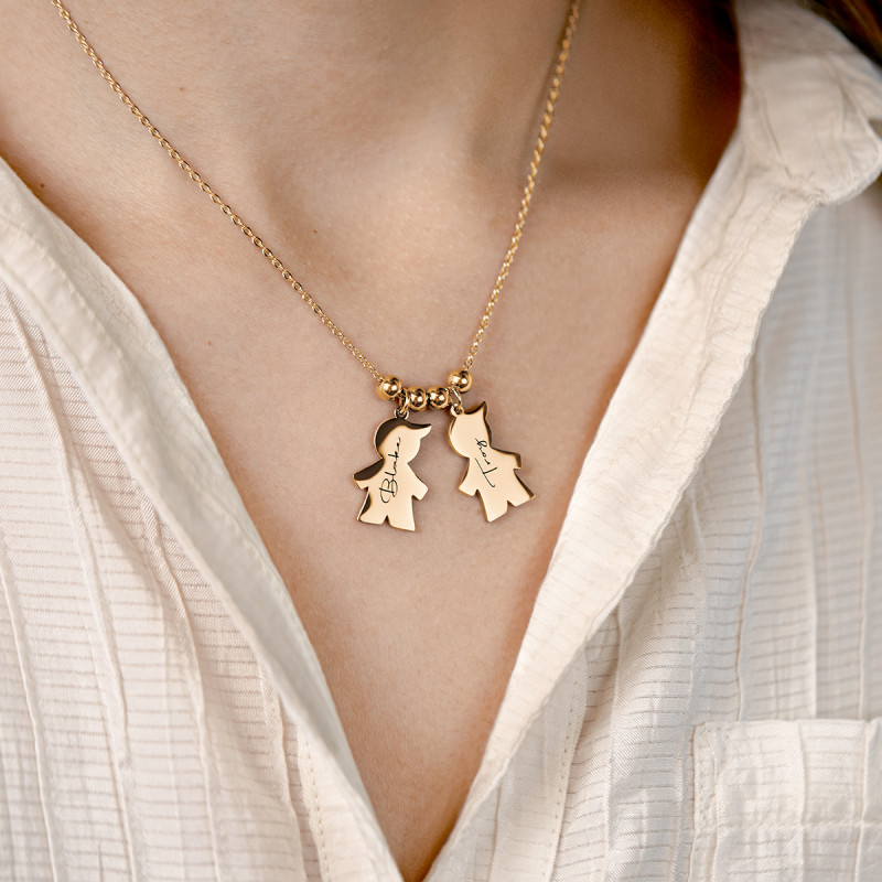 Gepersonaliseerde Meerdere Zonen Ketting - Gold - 62