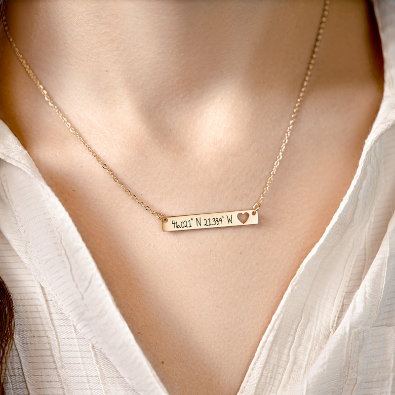 Gepersonaliseerde Coördinaten Ketting - Gold - 62