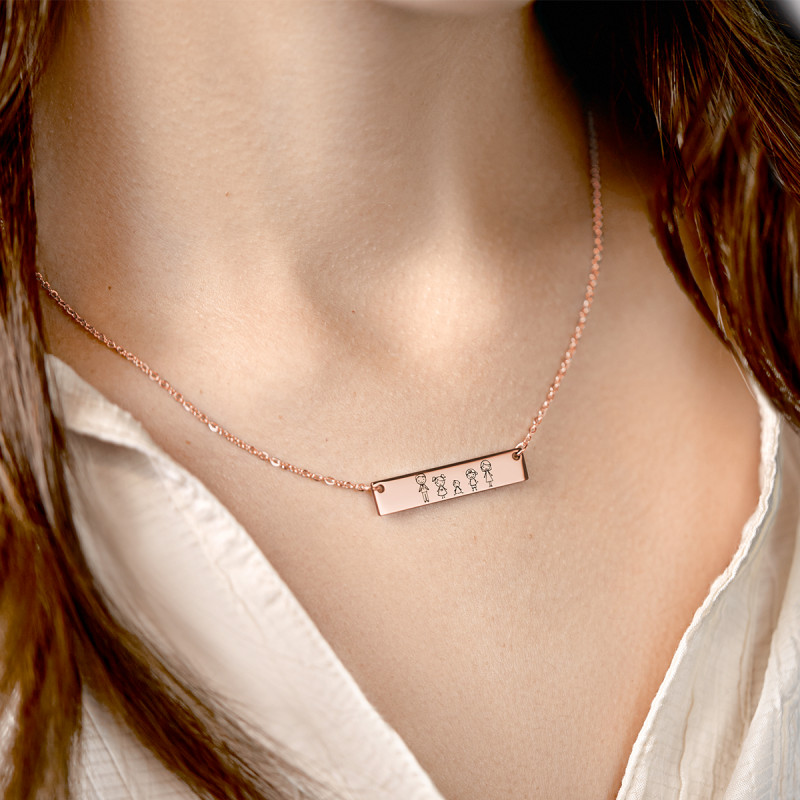 Gepersonaliseerde Familie Plaat Ketting - Rosegold - 61