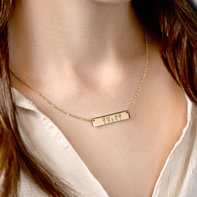 Gepersonaliseerde Familie Plaat Ketting - Gold - 62