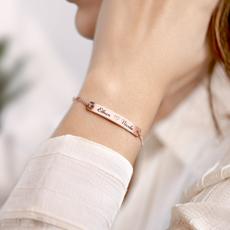 Gepersonaliseerde Plaat met Verstelbare Armband - Rosegold - 61