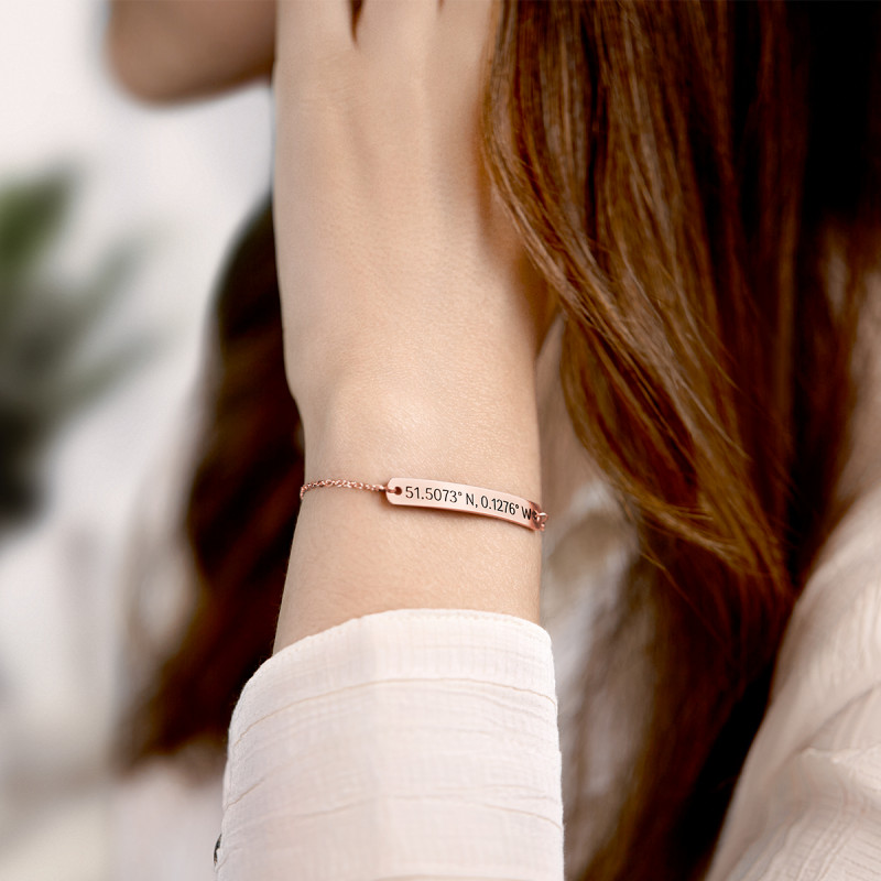 Gepersonaliseerde Coördinaten Armband - Rosegold - 61