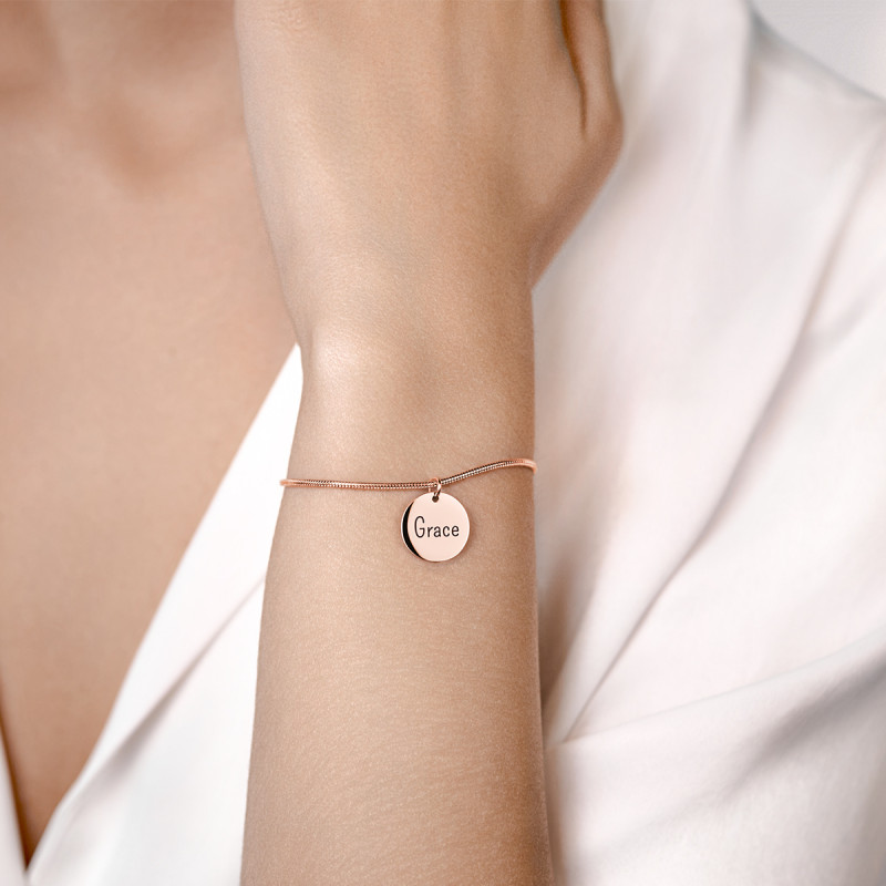 Gepersonaliseerde Cirkel hangertje met verstelbare Armband - Rosegold - 61