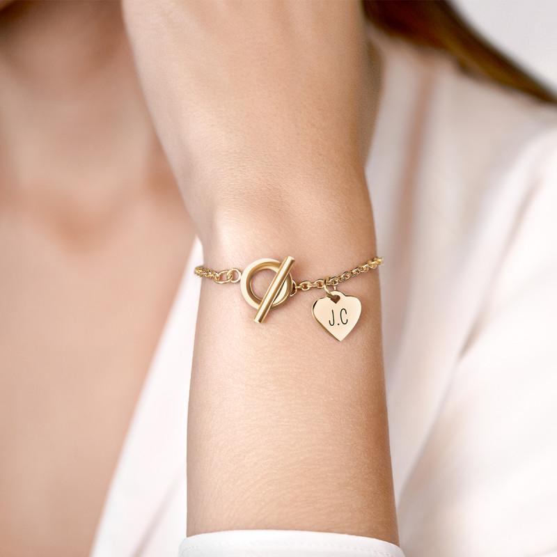 Gepersonaliseerde Luxe Hart Armband - Gold - 62