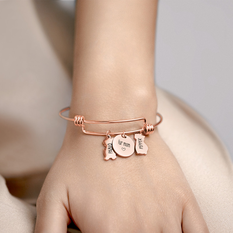 Gepersonaliseerde Hond & Kat Armband - Rosegold - 61