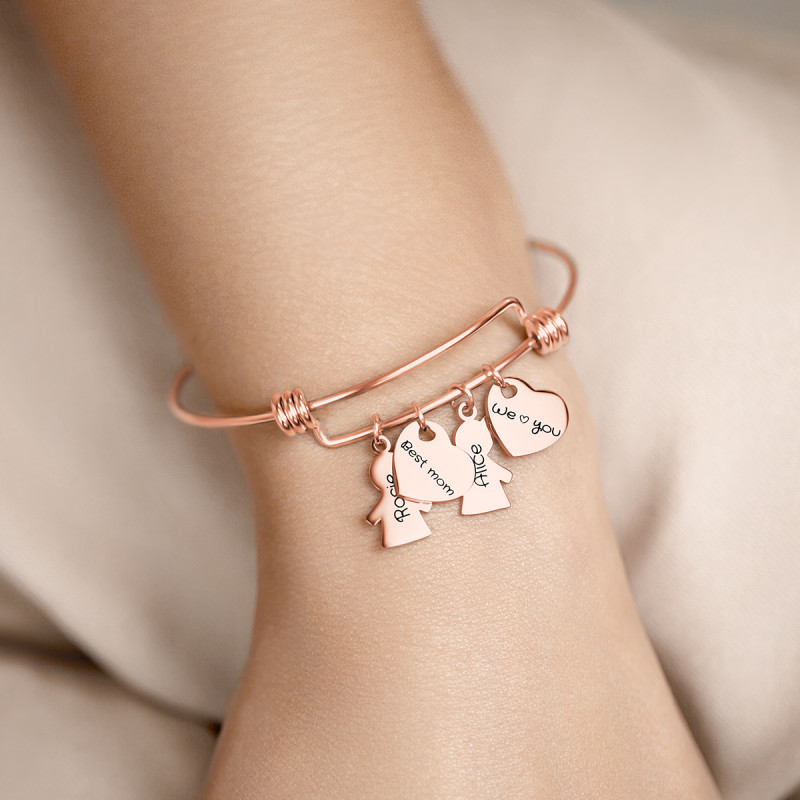 Gepersonaliseerde Meedere Dochters Armband - Rosegold - 61