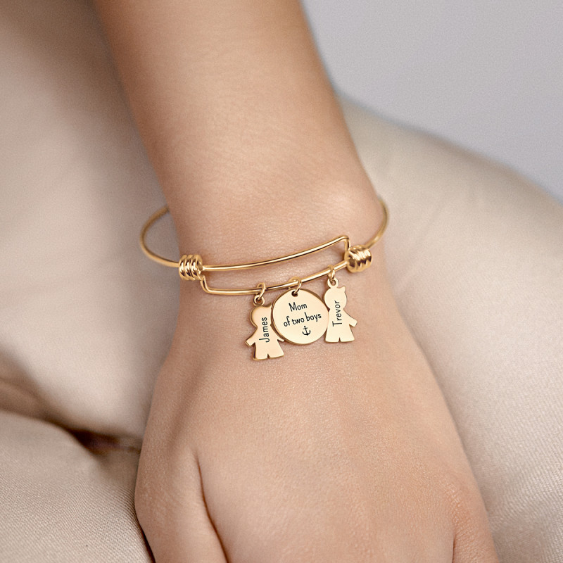 Gepersonaliseerde Meerdere Zoons Bedelarmband  - Gold - 62