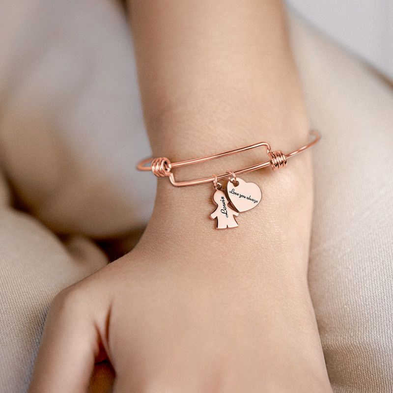 Gepersonaliseerde Zoon Liefde Bedelarmband - Rosegold - 61