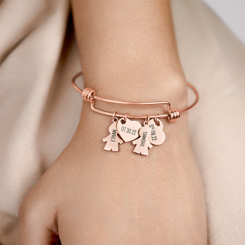 Gepersonaliseerde Meerdere Zoons Liefde Bedelarmband - Rosegold - 61