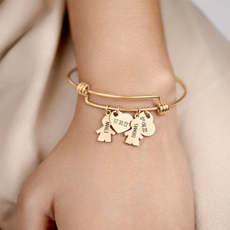 Gepersonaliseerde Meerdere Zoons Liefde Bedelarmband - Gold - 62