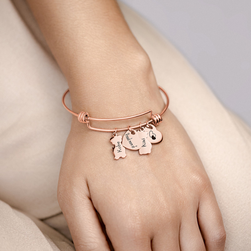 Gepersonaliseerde Kat en Hond Liefde  Bedelarmband - Rosegold - 61