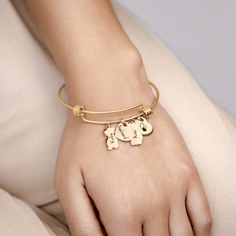 Gepersonaliseerde Kat en Hond Liefde  Bedelarmband - Gold - 62