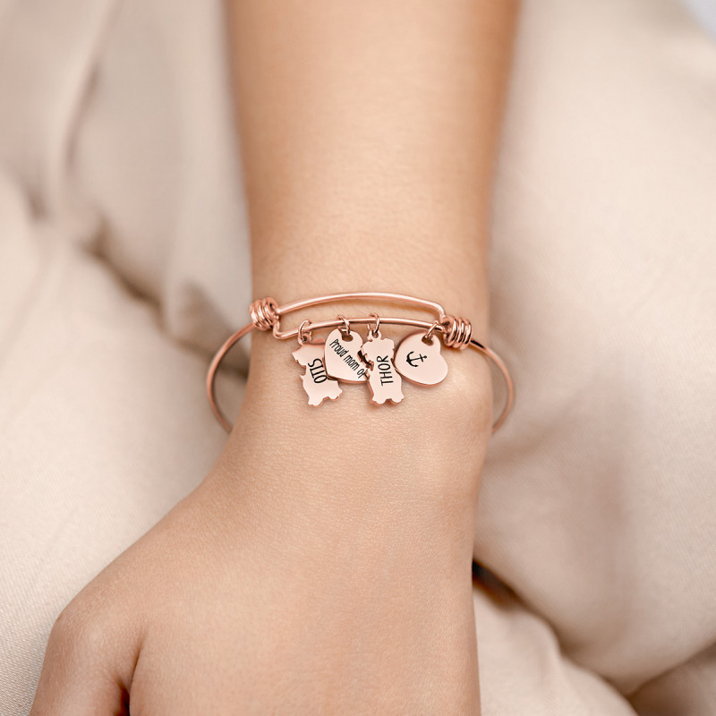 Gepersonaliseerde Meerdere Honden Liefde Bedelarmband - Rosegold - 61