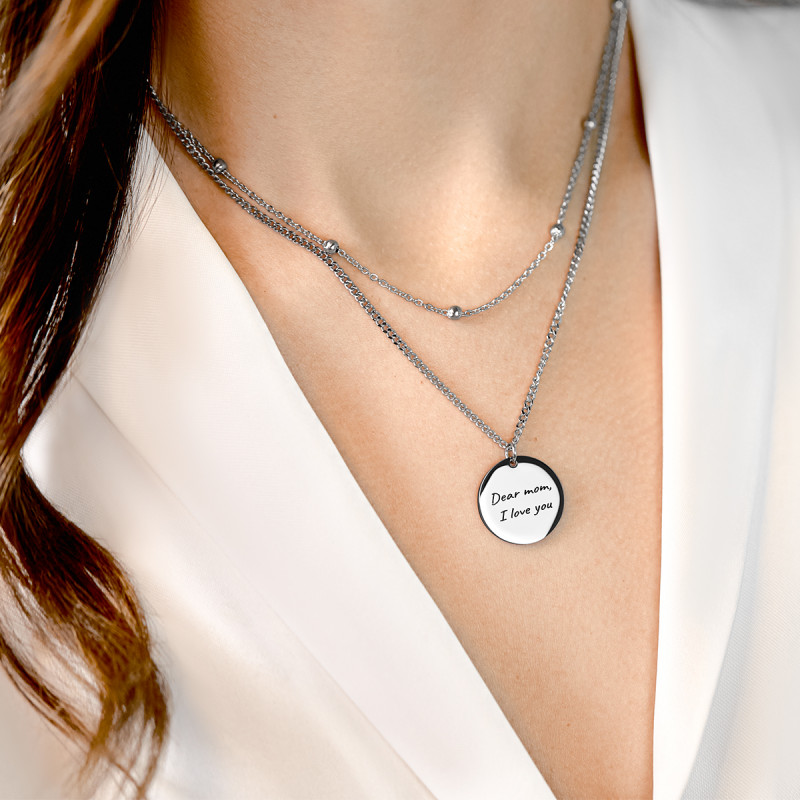 Gepersonaliseerde Cirkel Hanger met Gelaagde Ketting