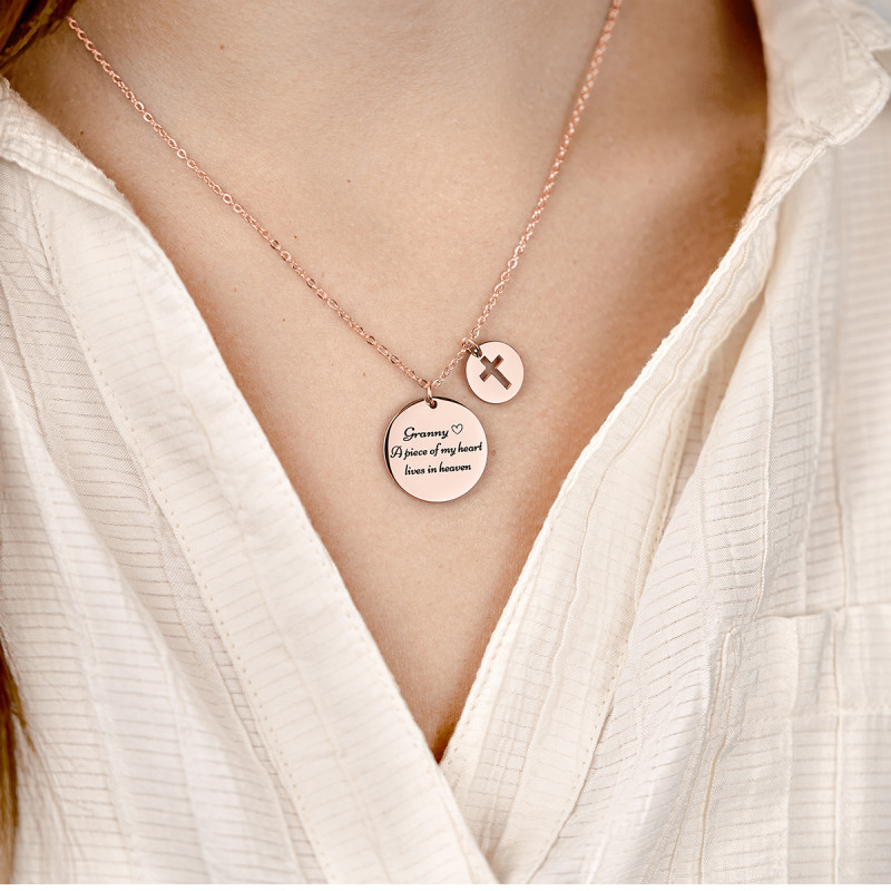 Gepersonaliseerde Kruis Ketting - Rosegold - 61