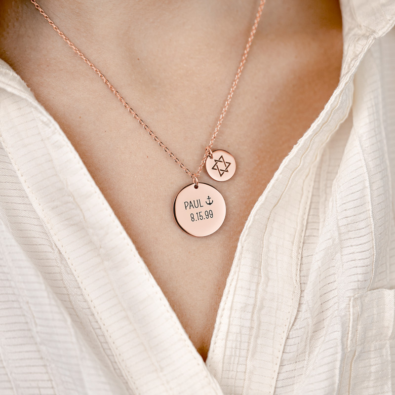 Gepersonaliseerde Davidster Ketting - Rosegold - 61