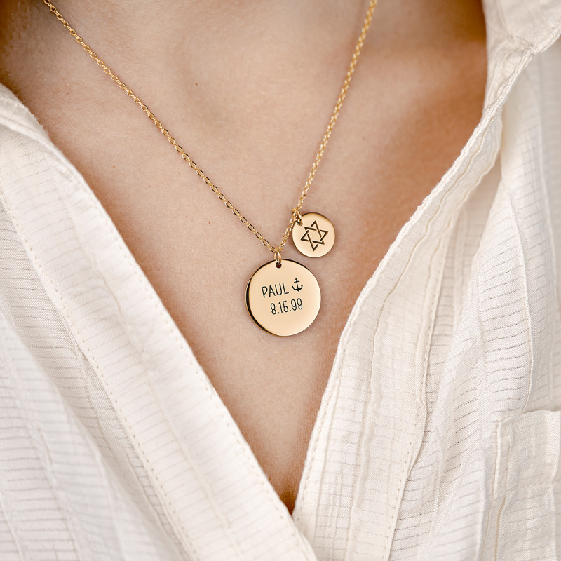 Gepersonaliseerde Davidster Ketting - Gold - 62