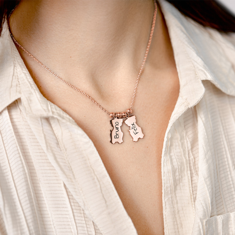 Gepersonaliseerde Meerdere Honden Ketting - Rosegold - 61