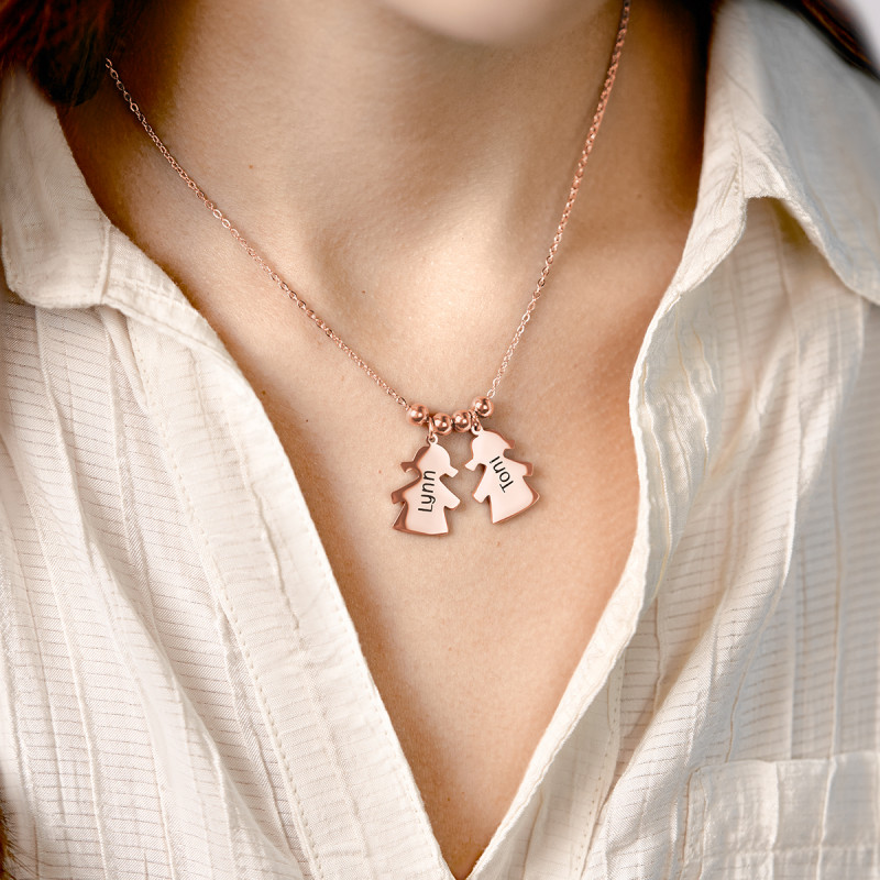 Gepersonaliseerde Meerde Dochters Ketting - Rosegold - 61