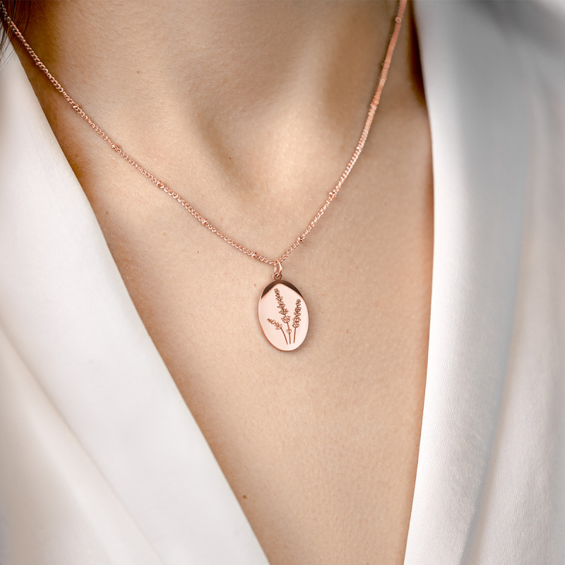 Gepersonaliseerde Bloem Ketting - Rosegold - 61