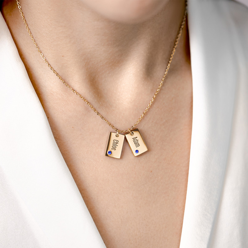 Gepersonaliseerde Naam Ketting met Kristallen - Gold - 62