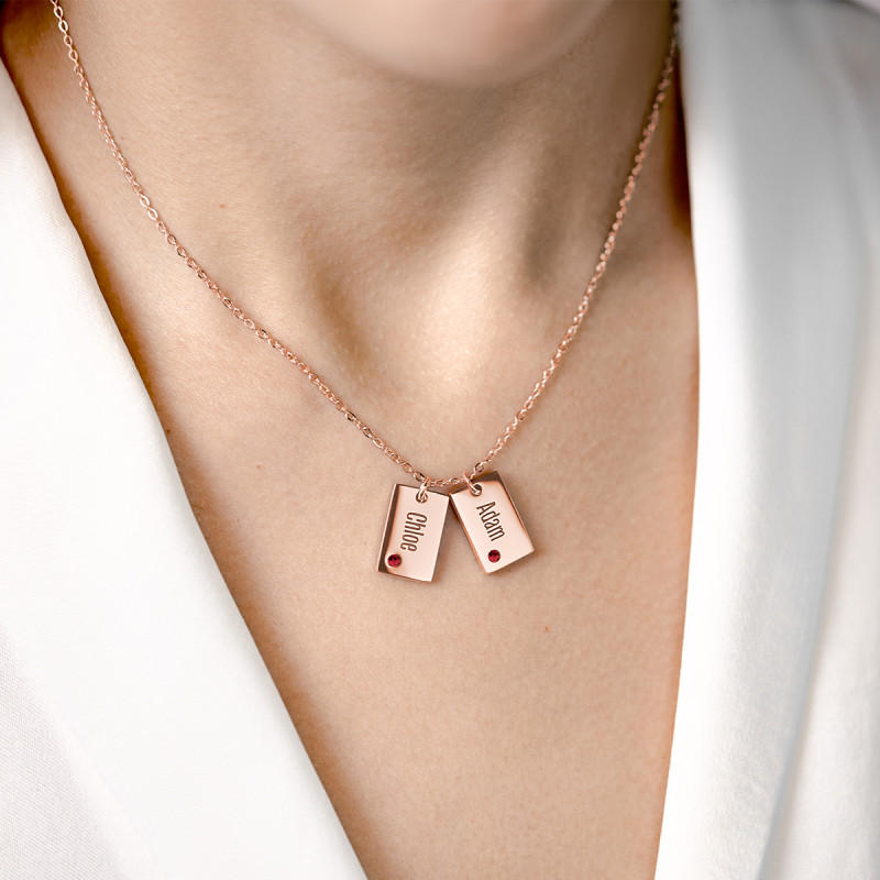 Gepersonaliseerde Naam Ketting met Kristallen - Rosegold - 61