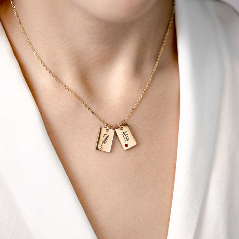 Gepersonaliseerde Naam Ketting met Kristallen - Gold - 62