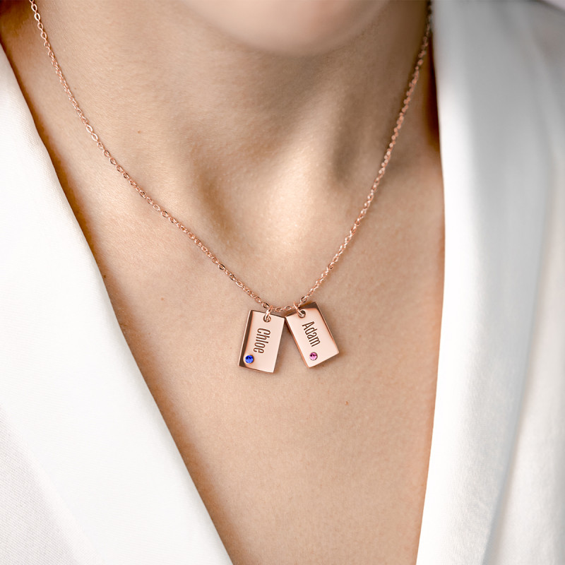 Gepersonaliseerde Naam Ketting met Kristallen - Rosegold - 61