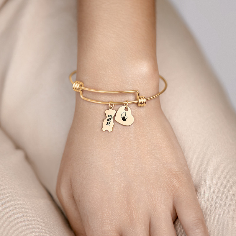 Gepersonaliseerde Hond Liefde Bedelarmband - Gold - 62