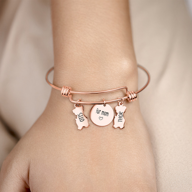 Gepersonaliseerde Meerdere Honden Armband - Rosegold - 61