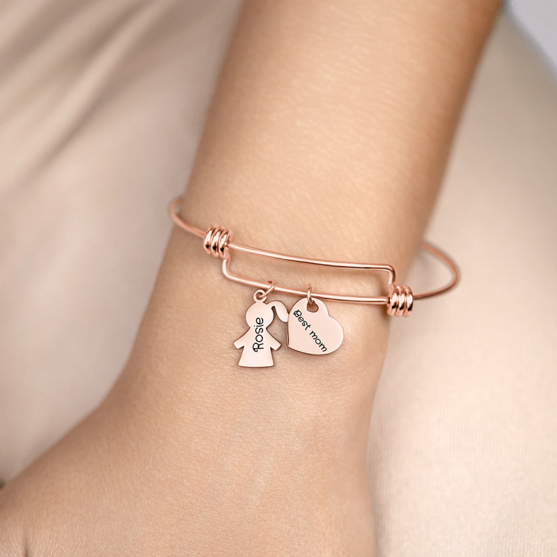 Gepersonaliseerde Dochter Bedelarmband - Rosegold - 61