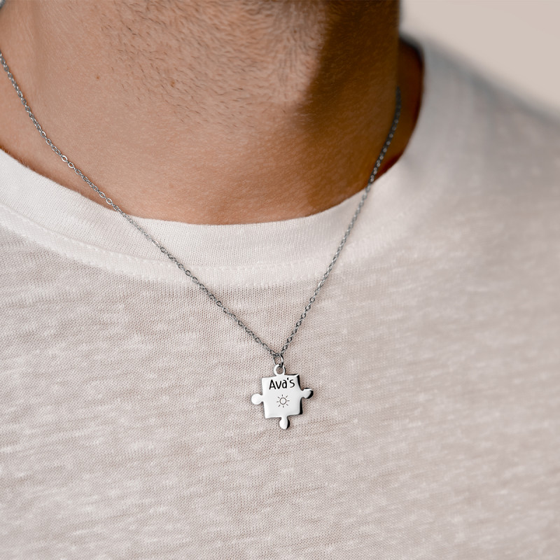 Gepersonaliseerde Puzzel Ketting - Silver - 60