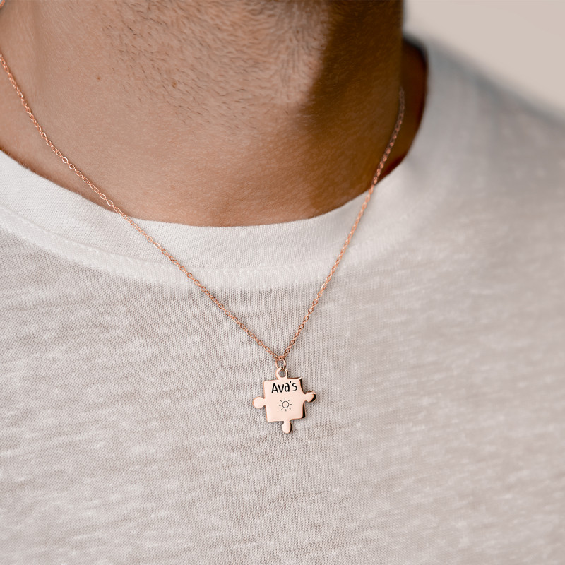 Gepersonaliseerde Puzzel Ketting - Rosegold - 61